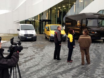 Elektrische Transporter von DPD, DHL und UPS für den innerstädtischen Lieferverkehr (Foto: Fraunhofer IAO)