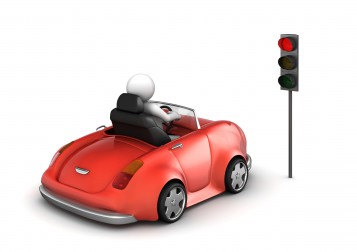 Rotes Cabrio hält vor roter Ampel (© sellingpix - Fotolia.com)